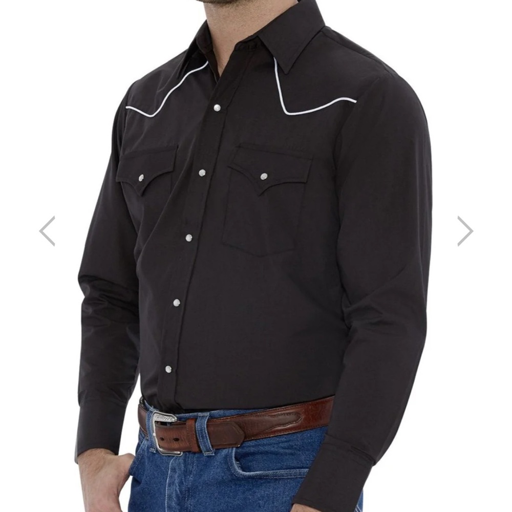 Ely Cattleman Black Western Shirt with White Accents